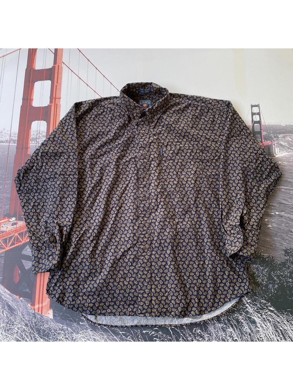 Vtg Chaps Ralph Lauren Paisley Shirt Mens XL Long Sleeve Button Down Y2K Preppy